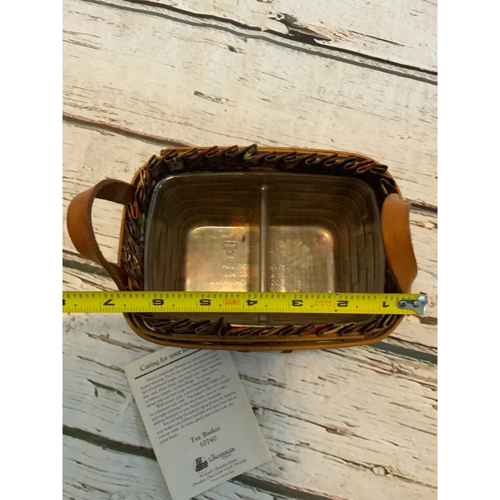 Longaberger Tea Basket 10740 Maple Leaf Tie-On Liner Protector Handwoven Small